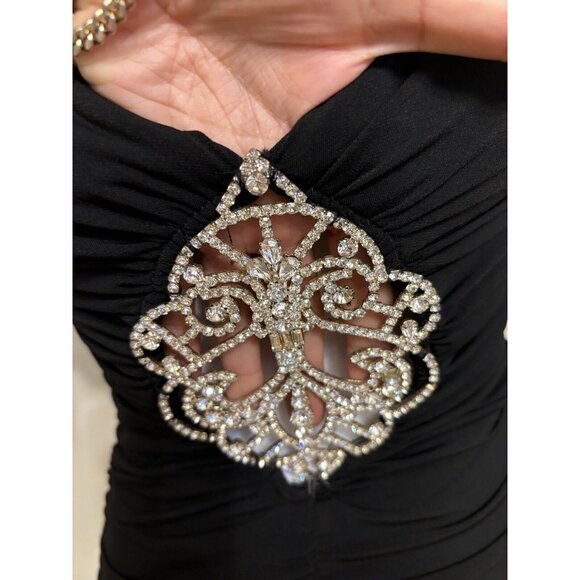 Stunning Cache Ruched Mermaid Bustier Maxi Dress Evening Gown Rhinestone Cut out - Picture 3 of 11